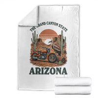 Vintage Arizona Motorcycle Rider Throw Blanket Desert Cactus Grand Canyon State