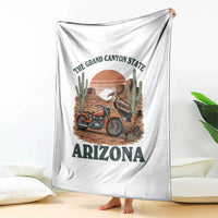 Vintage Arizona Motorcycle Rider Throw Blanket Desert Cactus Grand Canyon State