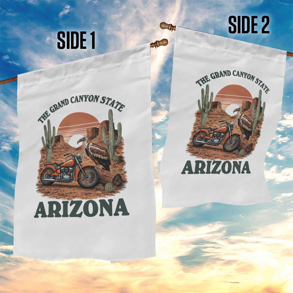 Vintage Arizona Motorcycle Rider Garden Flag Desert Cactus Grand Canyon State