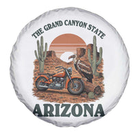 Vintage Arizona Motorcycle Rider Spare Tire Cover Desert Cactus Grand Canyon State