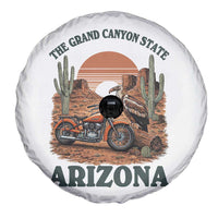 Vintage Arizona Motorcycle Rider Spare Tire Cover Desert Cactus Grand Canyon State