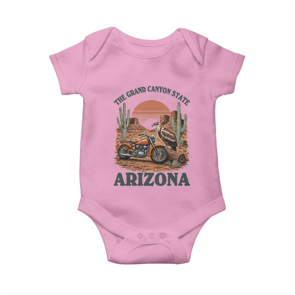 Vintage Arizona Motorcycle Rider Baby Onesie Desert Cactus Grand Canyon State