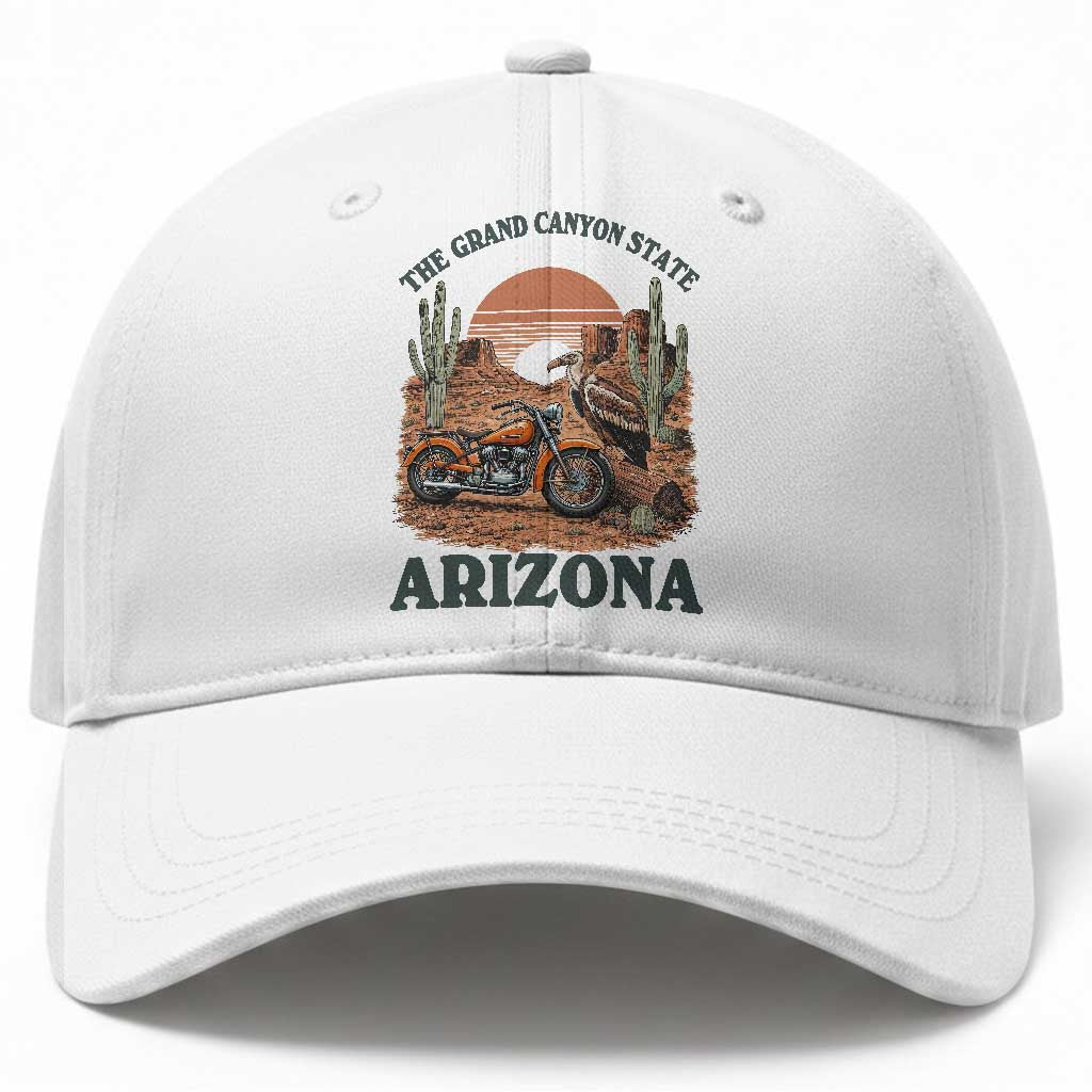 Vintage Arizona Motorcycle Rider Baseball Cap Desert Cactus Grand Canyon State
