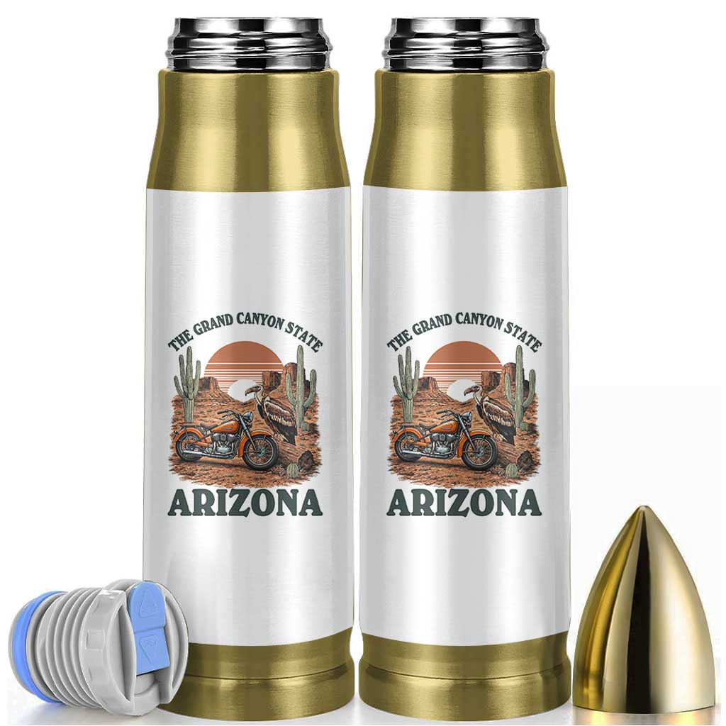 Vintage Arizona Motorcycle Rider Bullet Tumbler Desert Cactus Grand Canyon State