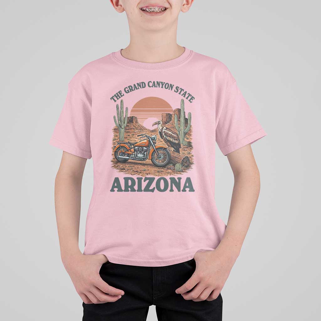 Vintage Arizona Motorcycle Rider T Shirt For Kid Desert Cactus Grand Canyon State