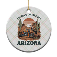 Vintage Arizona Motorcycle Rider Ceramic Ornament Desert Cactus Grand Canyon State