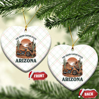 Vintage Arizona Motorcycle Rider Ceramic Ornament Desert Cactus Grand Canyon State