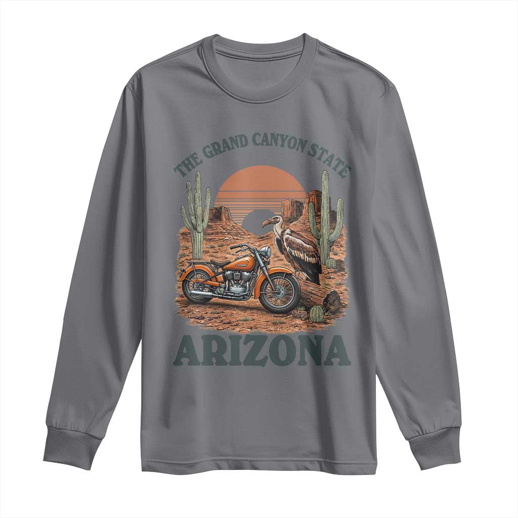 Vintage Arizona Motorcycle Rider Long Sleeve Shirt Desert Cactus Grand Canyon State