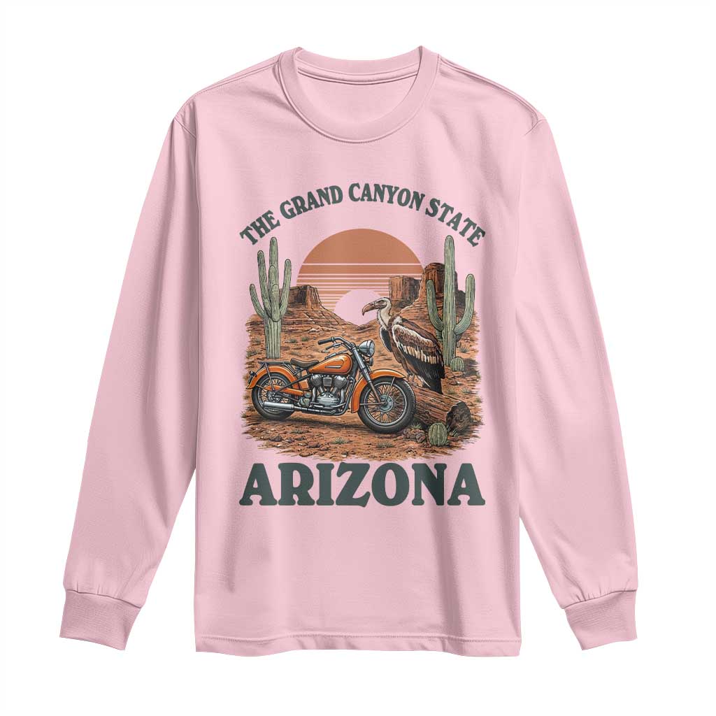 Vintage Arizona Motorcycle Rider Long Sleeve Shirt Desert Cactus Grand Canyon State