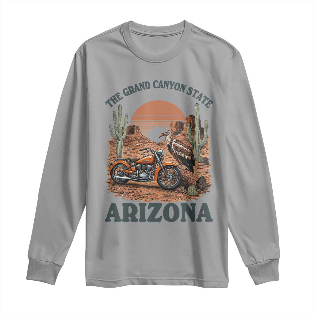 Vintage Arizona Motorcycle Rider Long Sleeve Shirt Desert Cactus Grand Canyon State