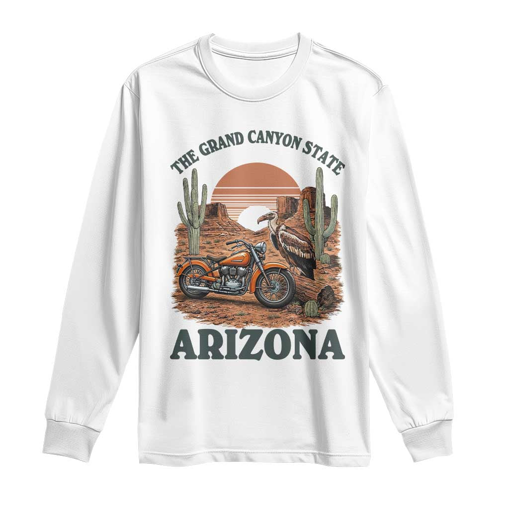 Vintage Arizona Motorcycle Rider Long Sleeve Shirt Desert Cactus Grand Canyon State