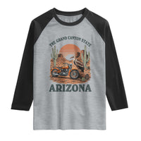 Vintage Arizona Motorcycle Rider Raglan Shirt Desert Cactus Grand Canyon State