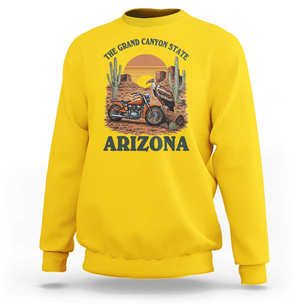 Vintage Arizona Motorcycle Rider Sweatshirt Desert Cactus Grand Canyon State