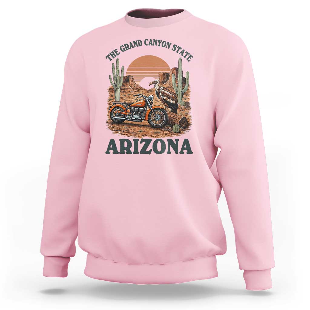 Vintage Arizona Motorcycle Rider Sweatshirt Desert Cactus Grand Canyon State
