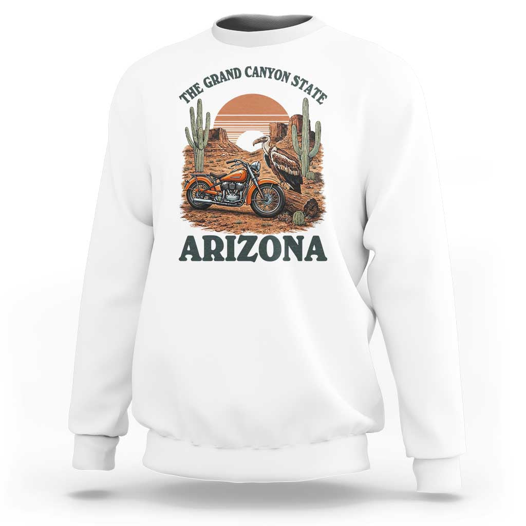 Vintage Arizona Motorcycle Rider Sweatshirt Desert Cactus Grand Canyon State