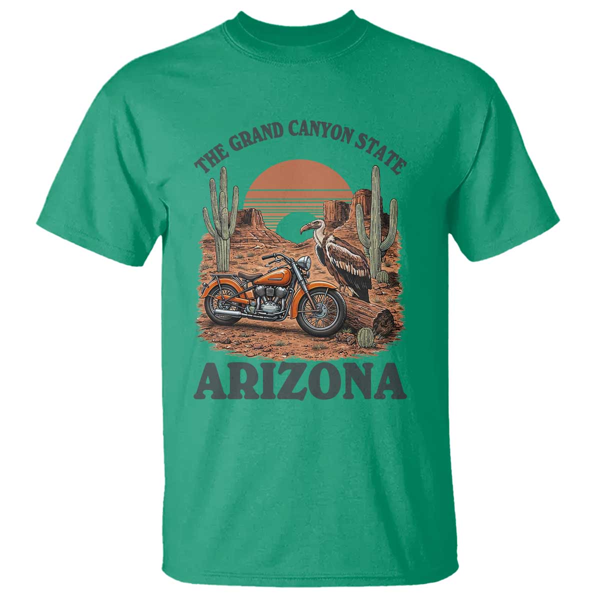 Vintage Arizona Motorcycle Rider T Shirt Desert Cactus Grand Canyon State