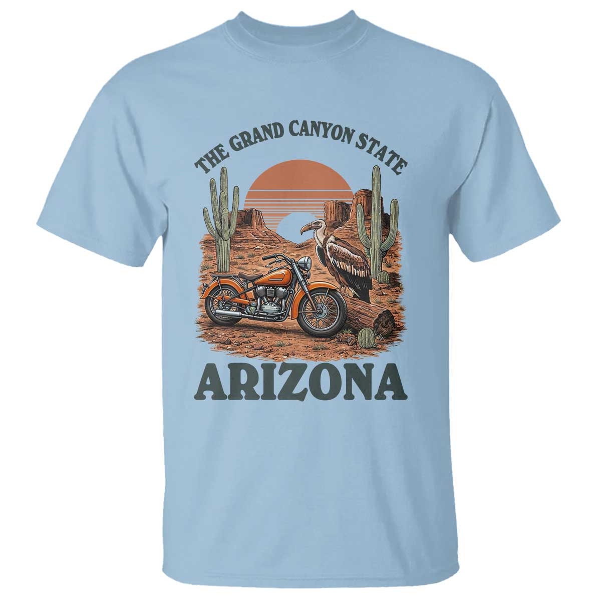 Vintage Arizona Motorcycle Rider T Shirt Desert Cactus Grand Canyon State