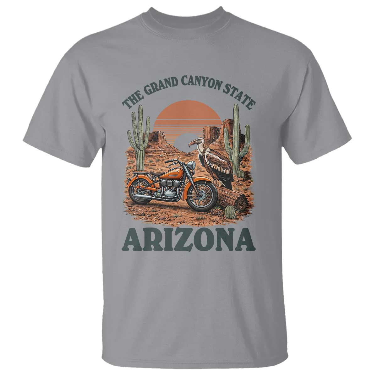 Vintage Arizona Motorcycle Rider T Shirt Desert Cactus Grand Canyon State