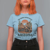 Vintage Arizona Motorcycle Rider T Shirt For Women Desert Cactus Grand Canyon State