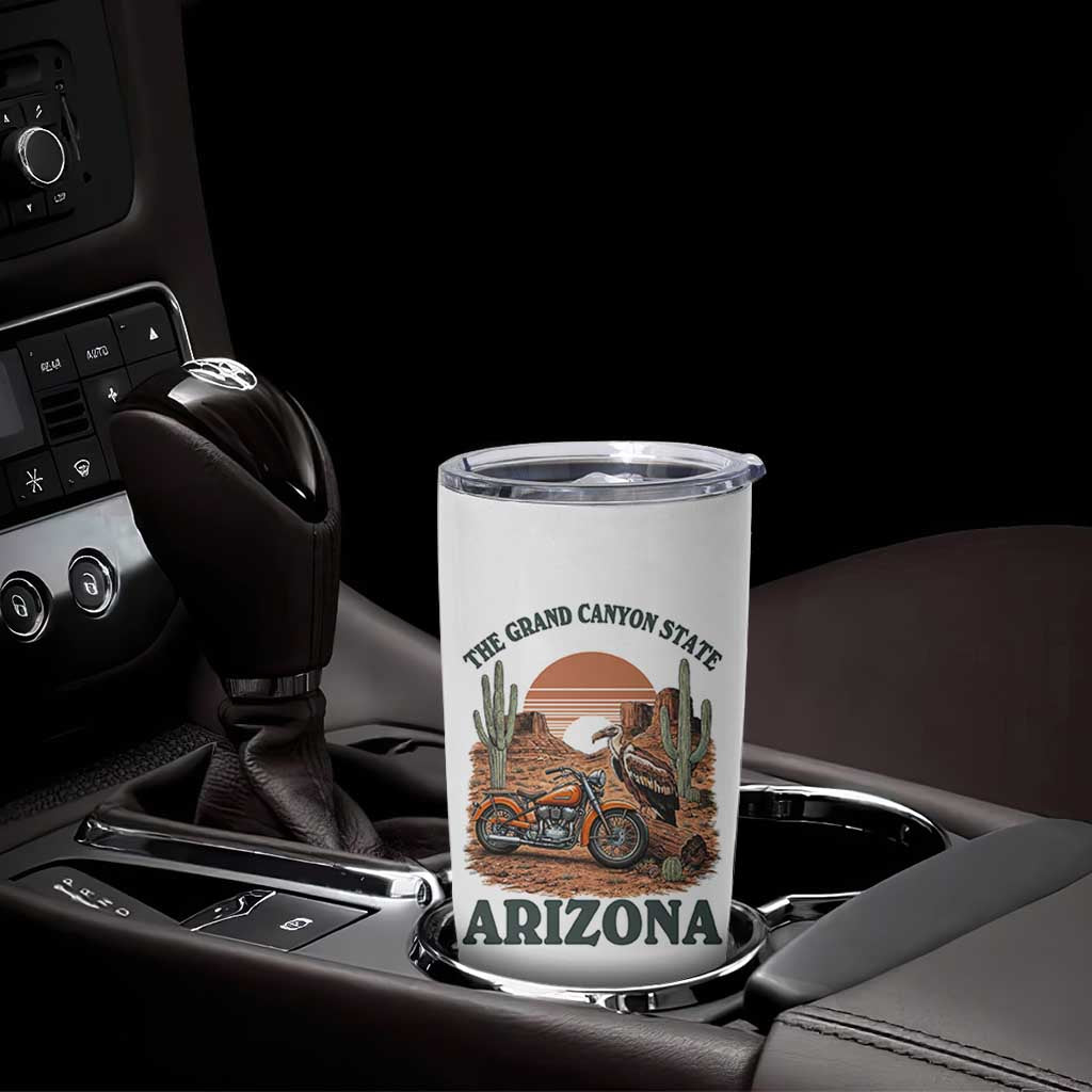Vintage Arizona Motorcycle Rider Tumbler Cup Desert Cactus Grand Canyon State