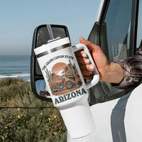 Vintage Arizona Motorcycle Rider Tumbler With Handle Desert Cactus Grand Canyon State
