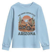 Vintage Arizona Motorcycle Rider Youth Sweatshirt Desert Cactus Grand Canyon State
