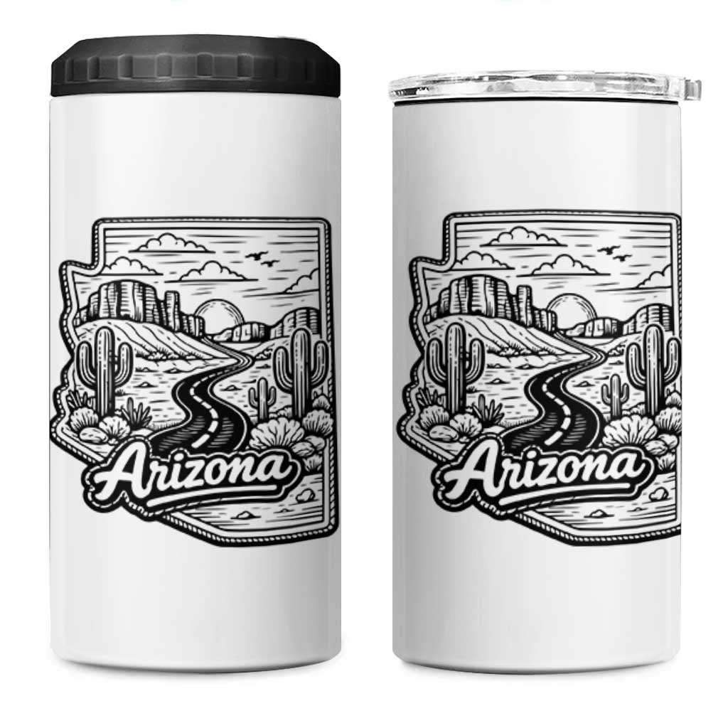 Vintage Arizona Pride 4 in 1 Can Cooler Tumbler Cactus Desert Western Landscape