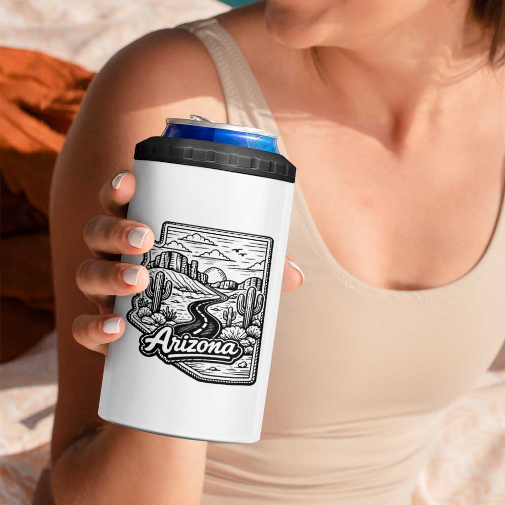 Vintage Arizona Pride 4 in 1 Can Cooler Tumbler Cactus Desert Western Landscape