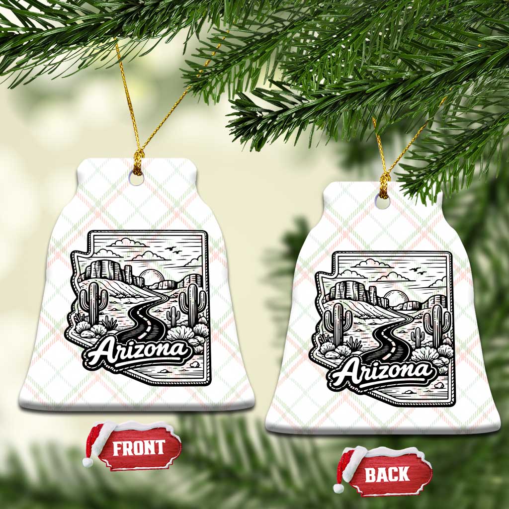 Vintage Arizona Pride Ceramic Ornament Cactus Desert Western Landscape