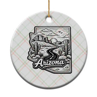 Vintage Arizona Pride Ceramic Ornament Cactus Desert Western Landscape