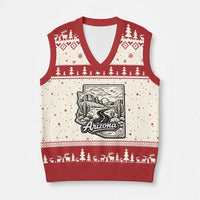 Vintage Arizona Pride V-Neck Knit Sweater Vest Cactus Desert Western Landscape
