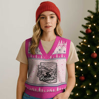 Vintage Arizona Pride V-Neck Knit Sweater Vest Cactus Desert Western Landscape