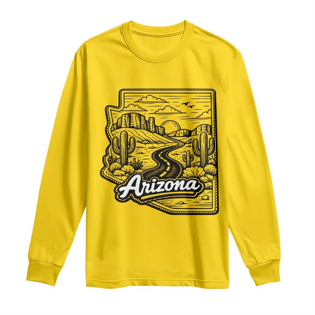 Vintage Arizona Pride Long Sleeve Shirt Cactus Desert Western Landscape