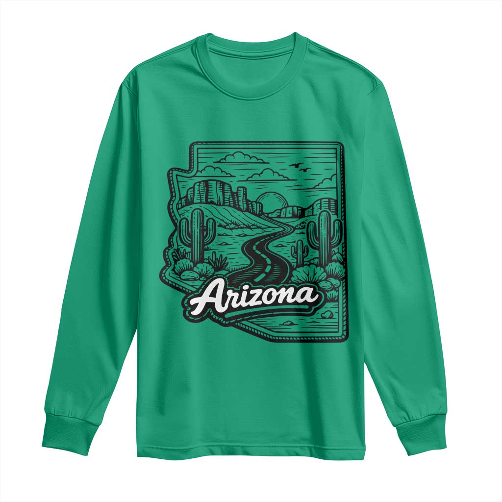 Vintage Arizona Pride Long Sleeve Shirt Cactus Desert Western Landscape