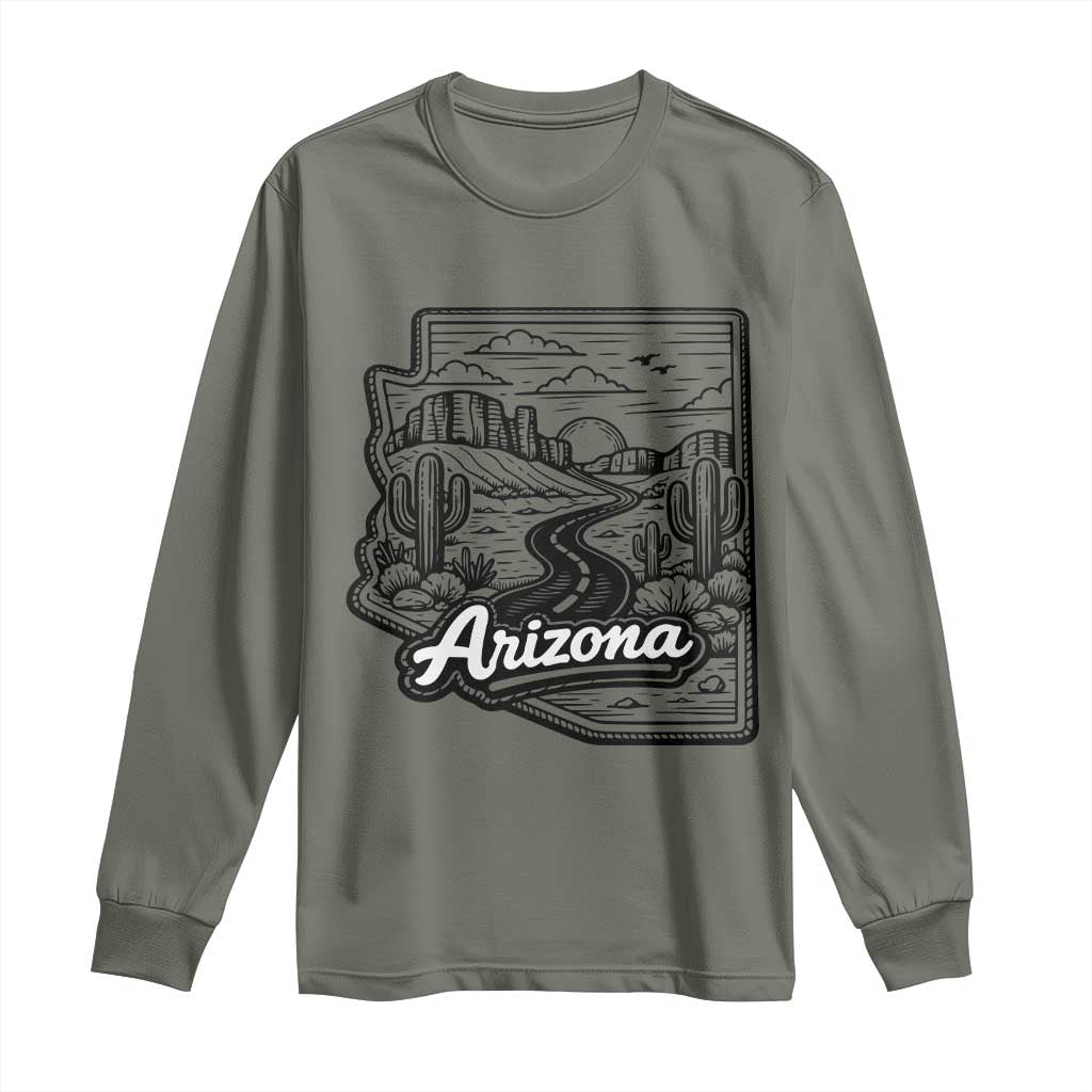 Vintage Arizona Pride Long Sleeve Shirt Cactus Desert Western Landscape