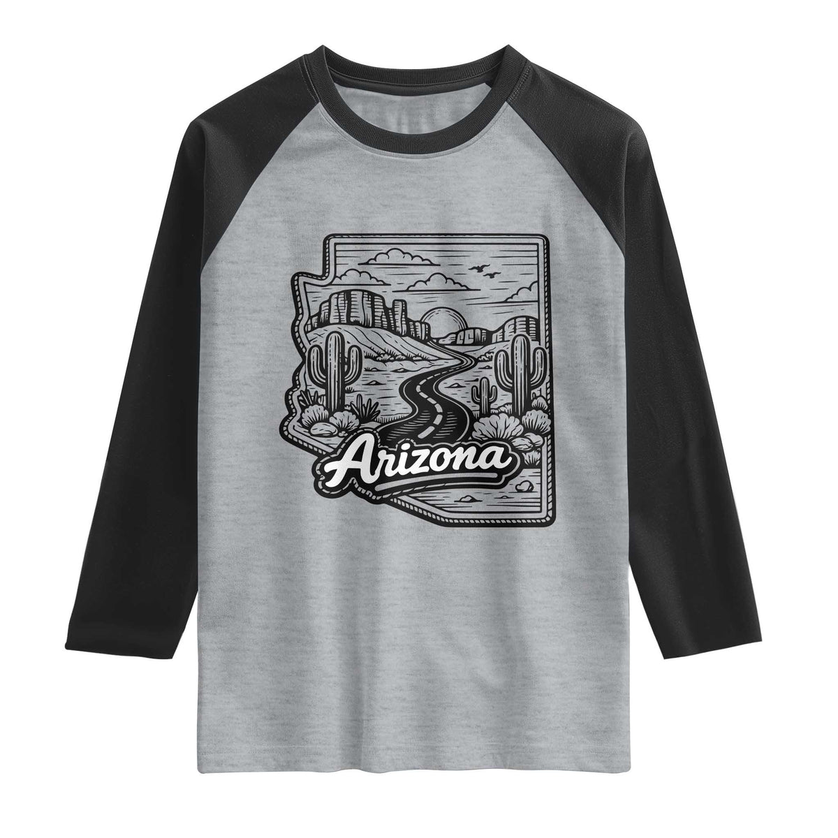 Vintage Arizona Pride Raglan Shirt Cactus Desert Western Landscape