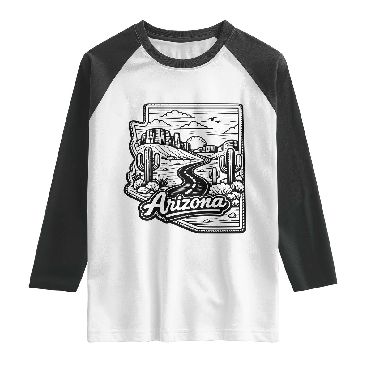 Vintage Arizona Pride Raglan Shirt Cactus Desert Western Landscape