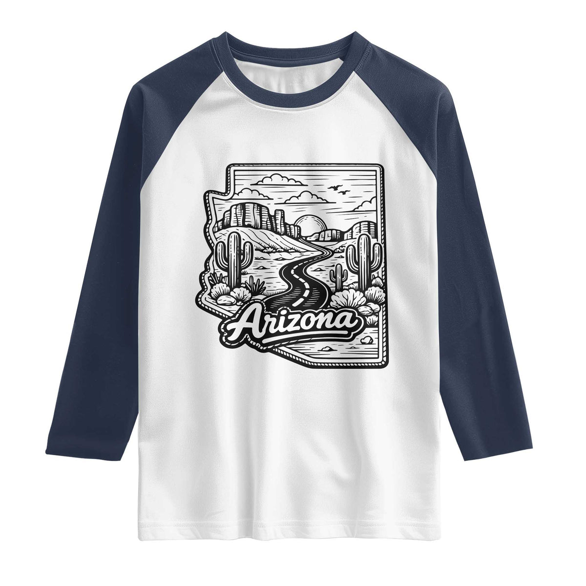 Vintage Arizona Pride Raglan Shirt Cactus Desert Western Landscape