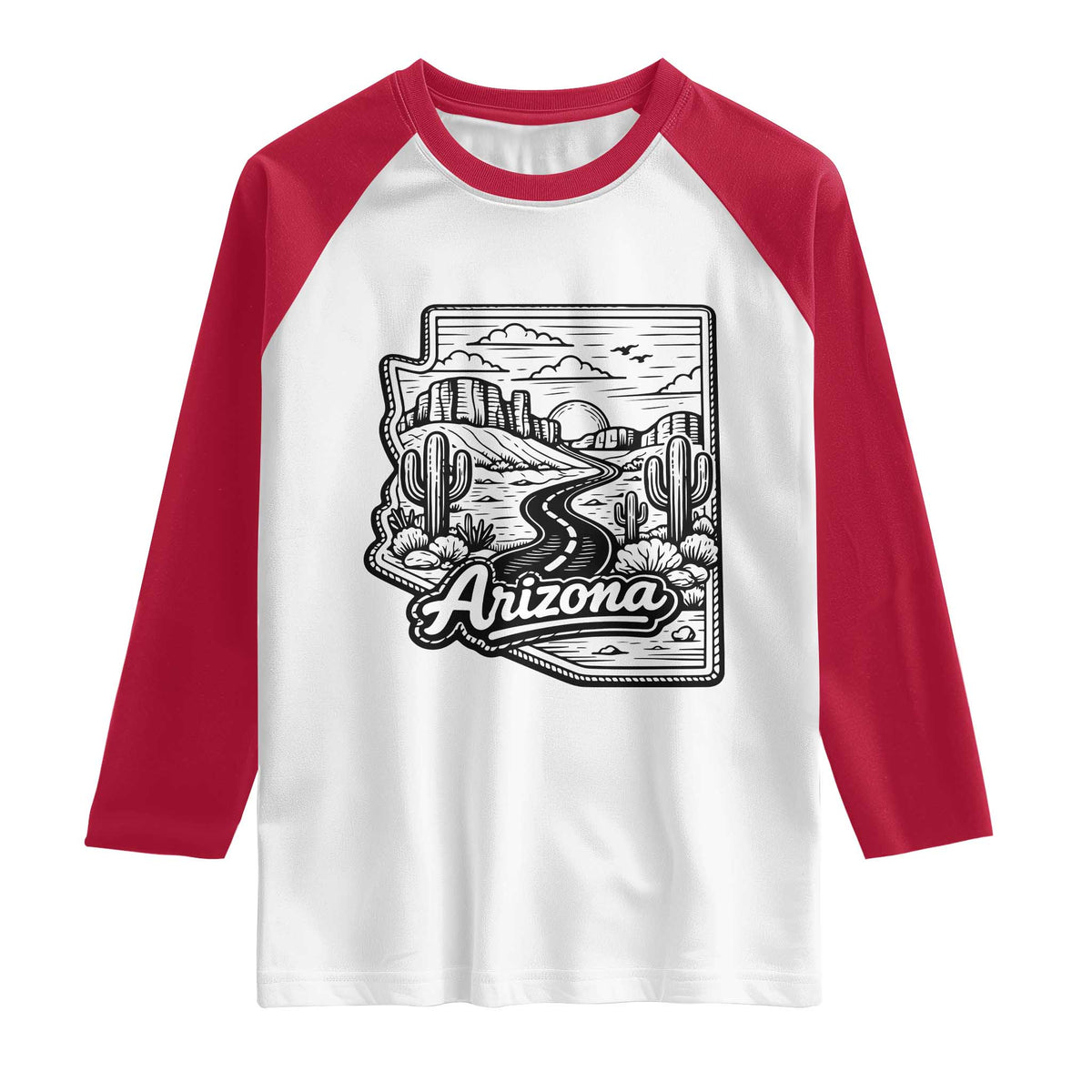 Vintage Arizona Pride Raglan Shirt Cactus Desert Western Landscape