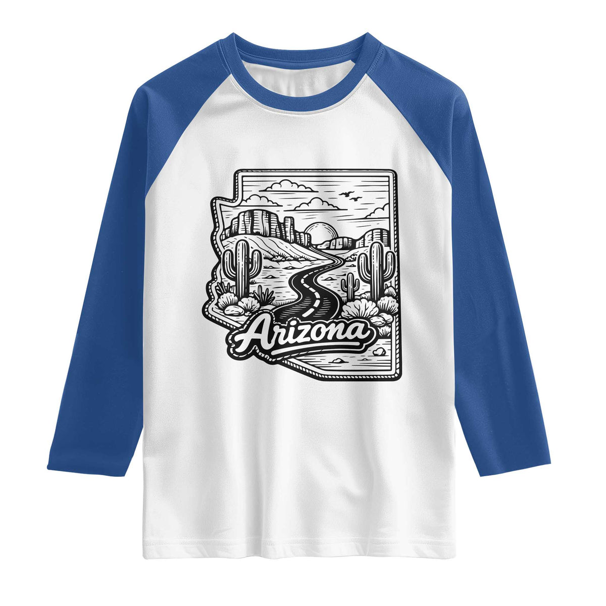 Vintage Arizona Pride Raglan Shirt Cactus Desert Western Landscape