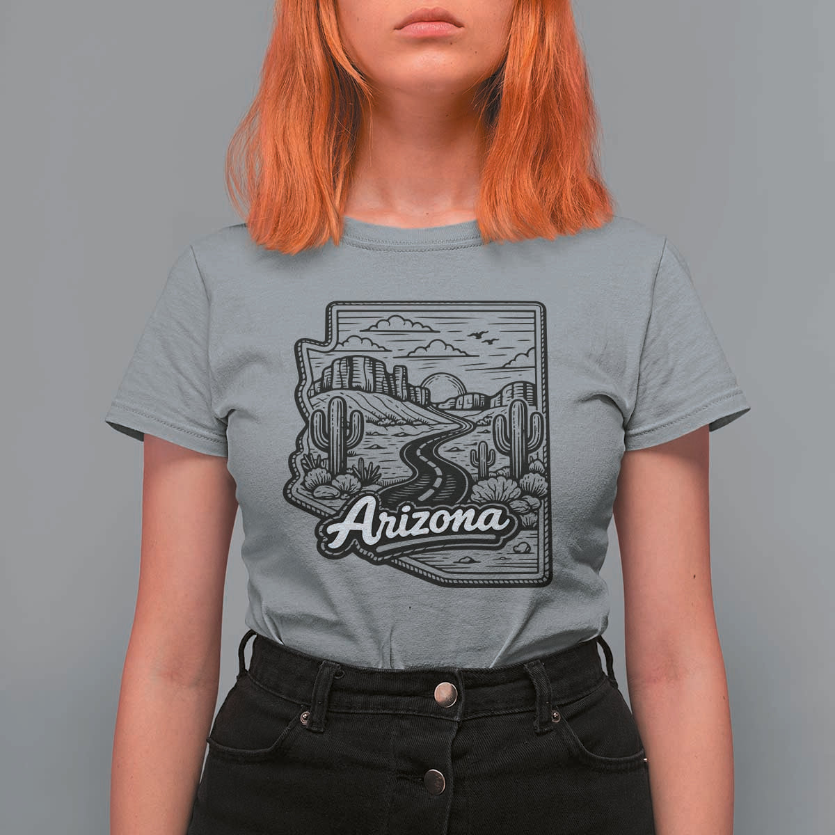 Vintage Arizona Pride T Shirt For Women Cactus Desert Western Landscape