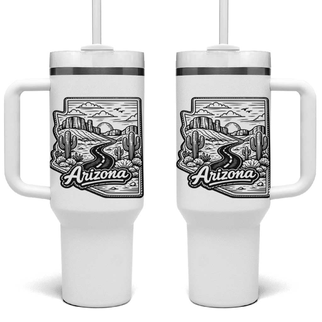 Vintage Arizona Pride Tumbler With Handle Cactus Desert Western Landscape