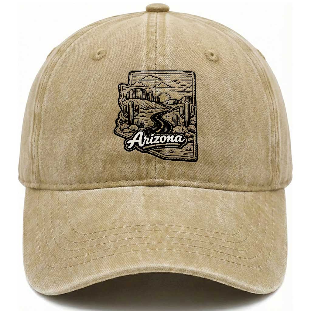 Vintage Arizona Pride Washed Cotton Baseball Cap Cactus Desert Western Landscape