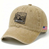 Vintage Arizona Pride Washed Cotton Baseball Cap Cactus Desert Western Landscape