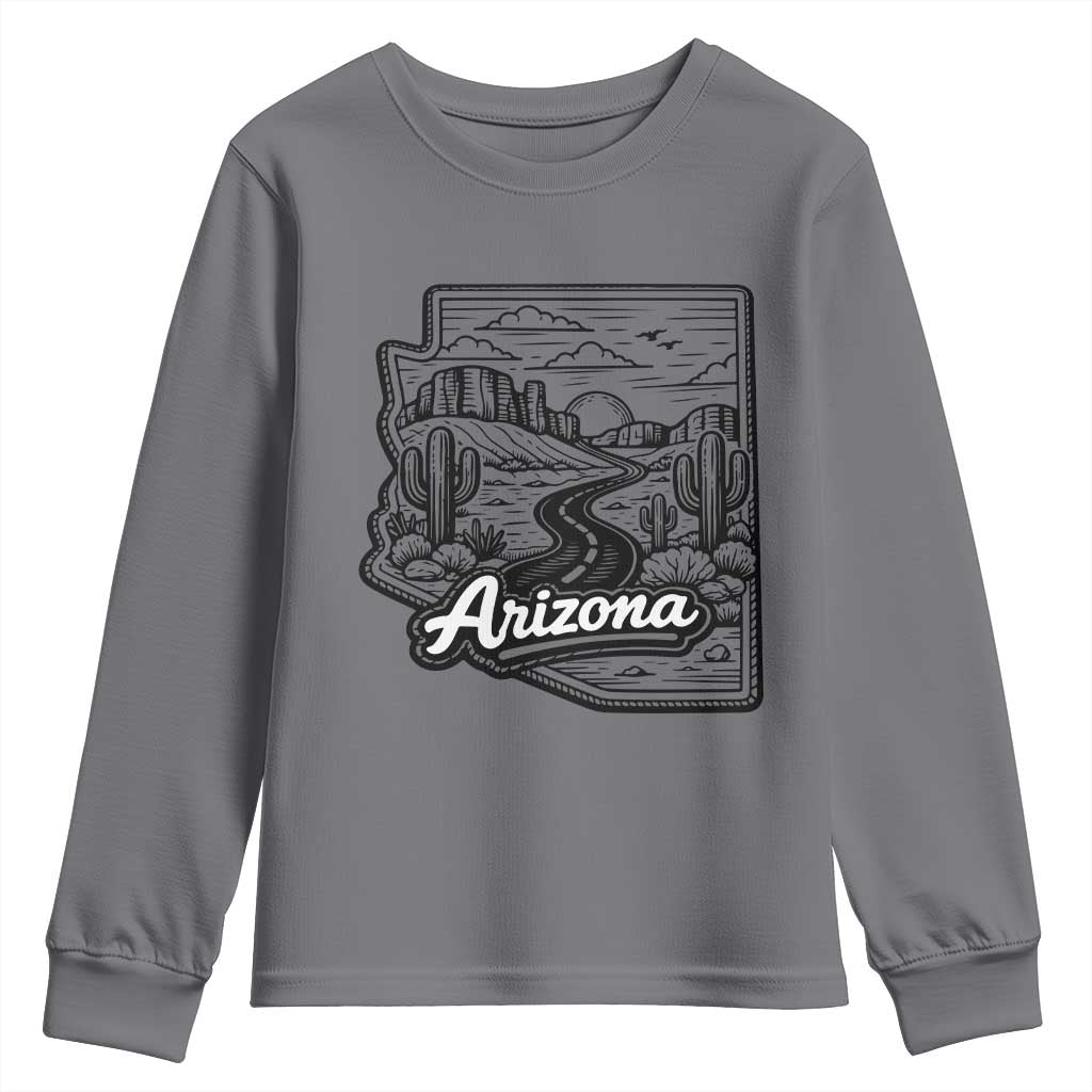 Vintage Arizona Pride Youth Sweatshirt Cactus Desert Western Landscape