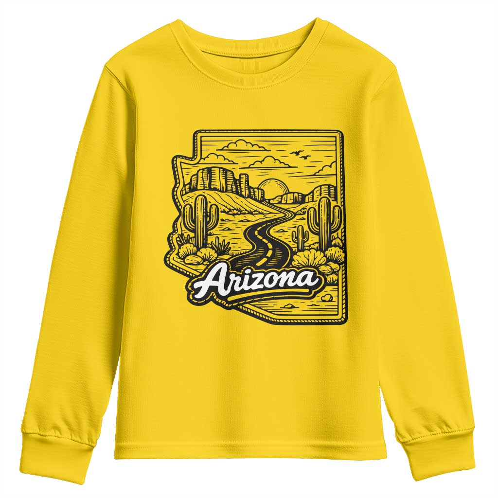 Vintage Arizona Pride Youth Sweatshirt Cactus Desert Western Landscape