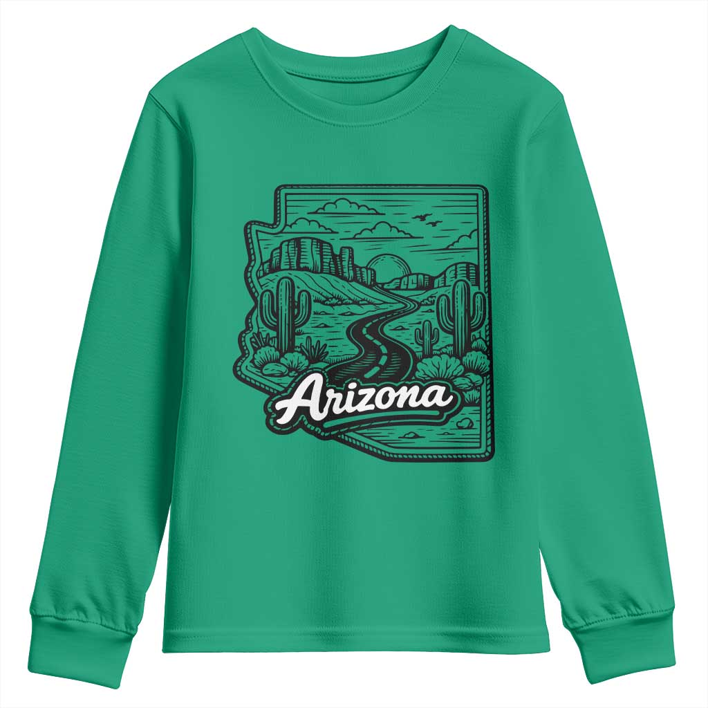 Vintage Arizona Pride Youth Sweatshirt Cactus Desert Western Landscape