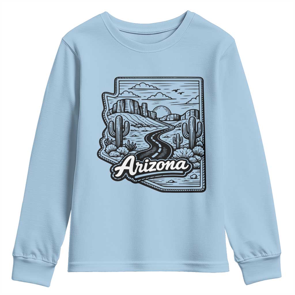 Vintage Arizona Pride Youth Sweatshirt Cactus Desert Western Landscape