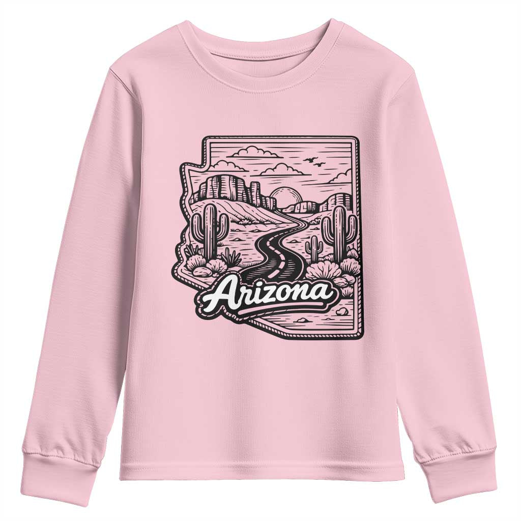 Vintage Arizona Pride Youth Sweatshirt Cactus Desert Western Landscape