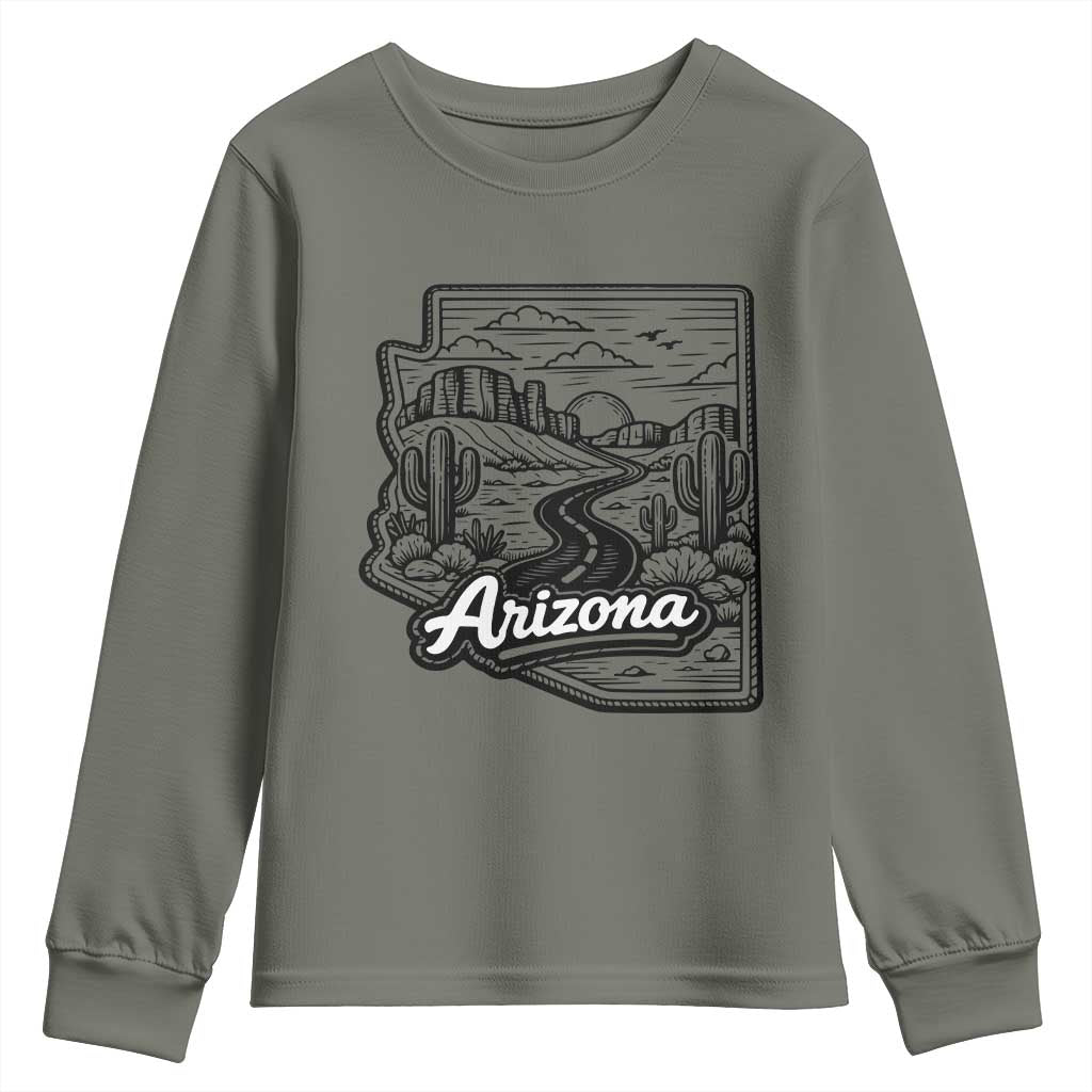 Vintage Arizona Pride Youth Sweatshirt Cactus Desert Western Landscape
